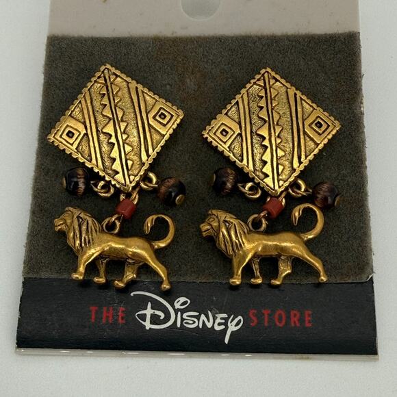 Vintage Disney Store Lion King Earrings Simba Dangle Tribal Design – New on Card - Picture 3 of 4